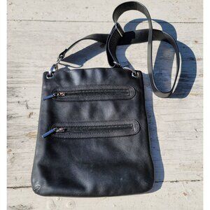 Margot Black Leather Crossbody Bag Purse Zipper Pockets & Adjustable jj3633